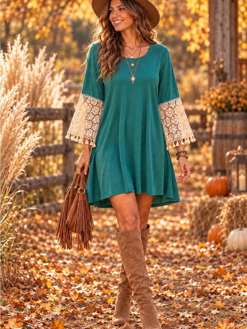 NWT {orig$155} Anthropologie Uncle Frank Teal Midi Dress with Crochet